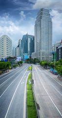 Fototapeta na wymiar Bangkok city day time with main traffic high way