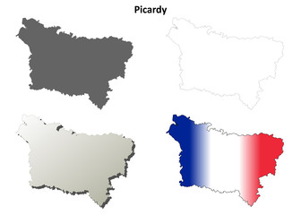 Picardy blank detailed outline map set