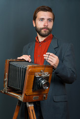 photographer with an old camera