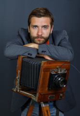 photographer with an old camera