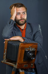 photographer with an old camera