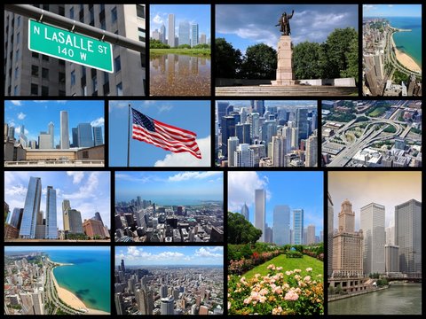 Chicago - travel photo collage set