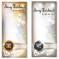 Christmas and New year banners with stamps