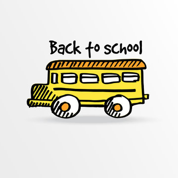 Back to school, vector background with yellow school bus