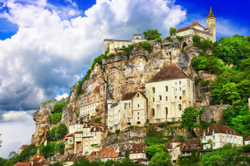 Fototapeta premium Rocamadour, a beautiful french village on a cliff in Midi-Pyrene