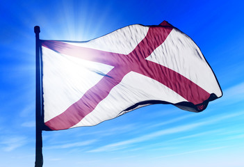 Alabama (USA) flag waving on the wind