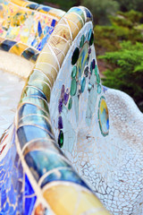 Details of mosaic in park Guell in Barcelona, Spain