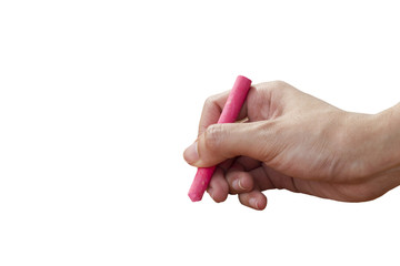 Hand with pink chalk