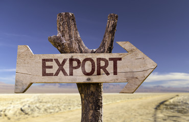 Export wooden sign with a desert background