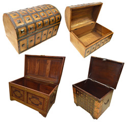 Set with wooden trunks