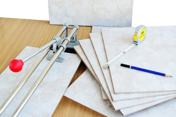 Ceramic tiles with tile cutter