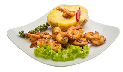 Garlic shrimps with potato