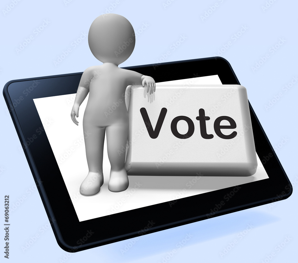 Poster vote button with character shows options voting or choice