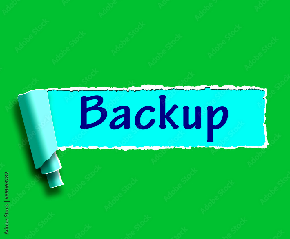 Poster backup word shows data copying or backing up