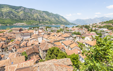 Fototapeta na wymiar View of the old Kotor Fjord and south. Montenegro