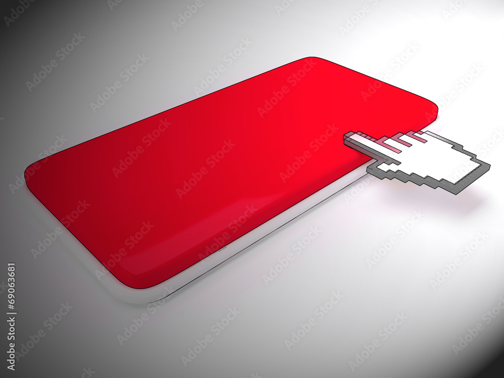 Poster cursor hand on key background shows blank copy space click here