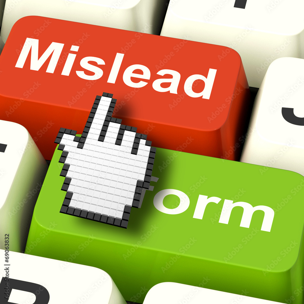 Aufkleber mislead inform computer shows misleading or informative advice
