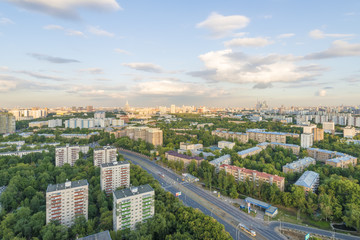 Fototapeta na wymiar Modern residential area in Moscow. High-rise buildings