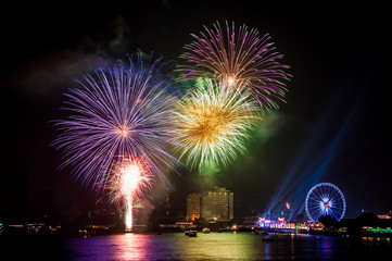 Colorful fireworks on River