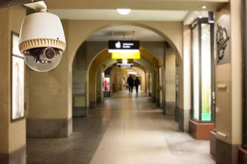 CCTV operating in walkway of shops under building