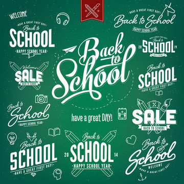 back to school typography labels