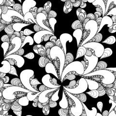 Abstract doodle seamless pattern on black background