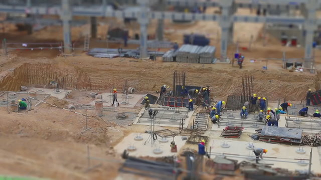 Workers to working in Industrial construction field , Time lapse