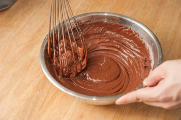 Flour, Chocolate, egg mix together for bake browny