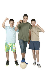 Fototapeta premium Three young men with ball