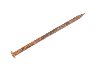 Rusty nail  on white background