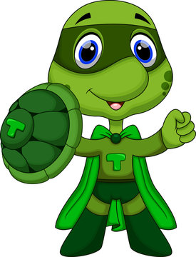 Cute super turtle cartoon