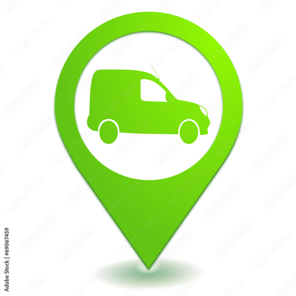 Poster véhicule utilitaire sur symbole localisation vert