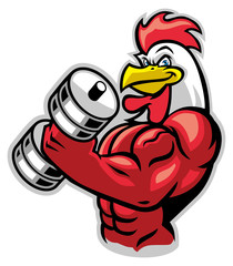 muscle rooster holding the barbell © bazzier