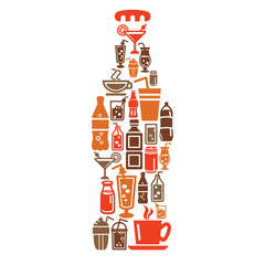 Drinks Icons in Bottle Shape