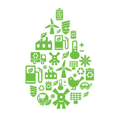 Environmental Protection Icons in Drop Shape