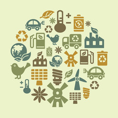 Environmental Protection Icons in Circle Shape