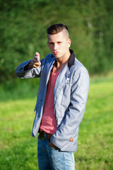 Fototapeta premium Fashion portrait of handsome young man