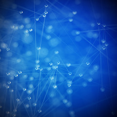 Molecular structure illustration close up blue background