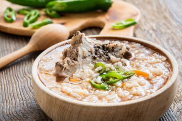 Pork ribs soup with rice
