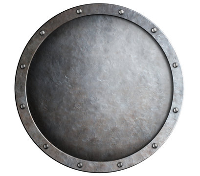 round metal medieval shield isolated