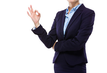 Businesswoman hand with ok sign