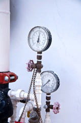 Pressure gauge, measuring instrument close up.
