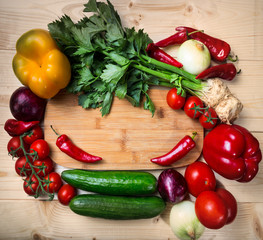 frame of vegetables