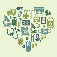 Medical Icons in Heart Shape