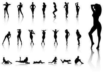 Illustration of Set of sexy women silhouettes