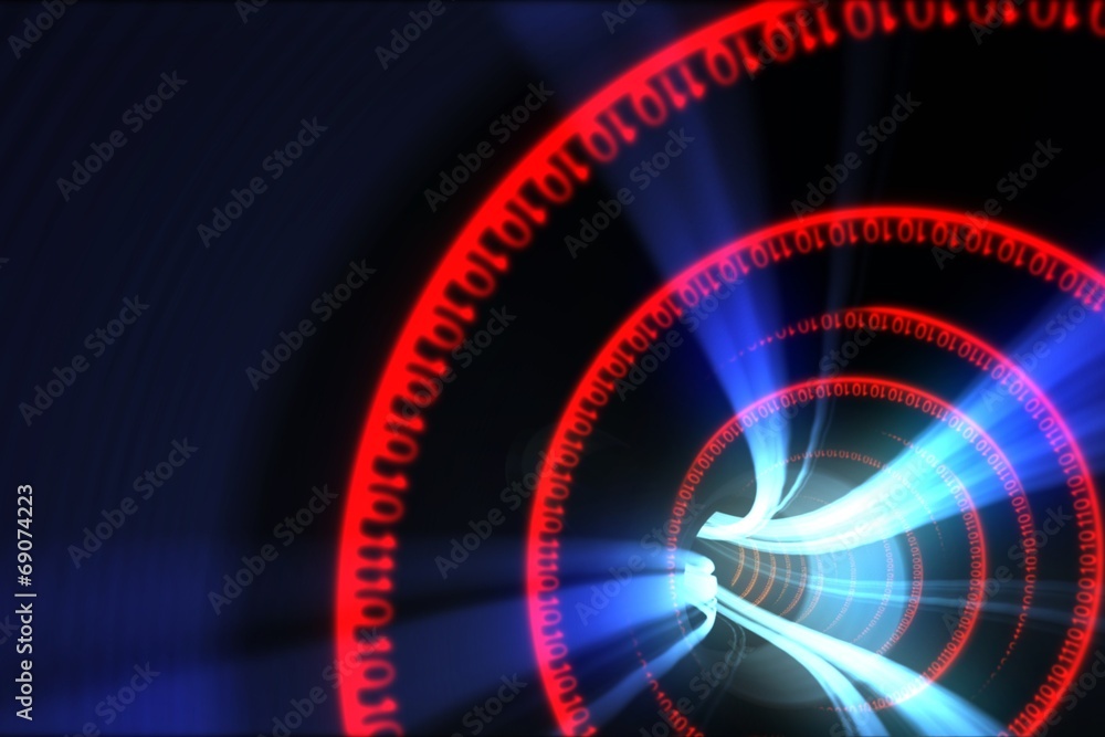 Aufkleber Red binary code spiral with blue light