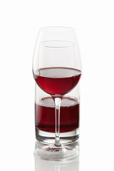 glass of wine on white background
