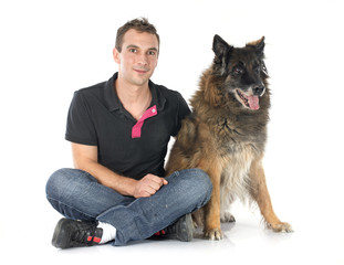 old belgian shepherd and man