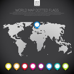 Fototapeta na wymiar Dot dark World maps and globes business background. Vector