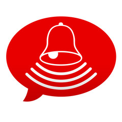 Etiqueta tipo app roja comentario simbolo timbre de alarma